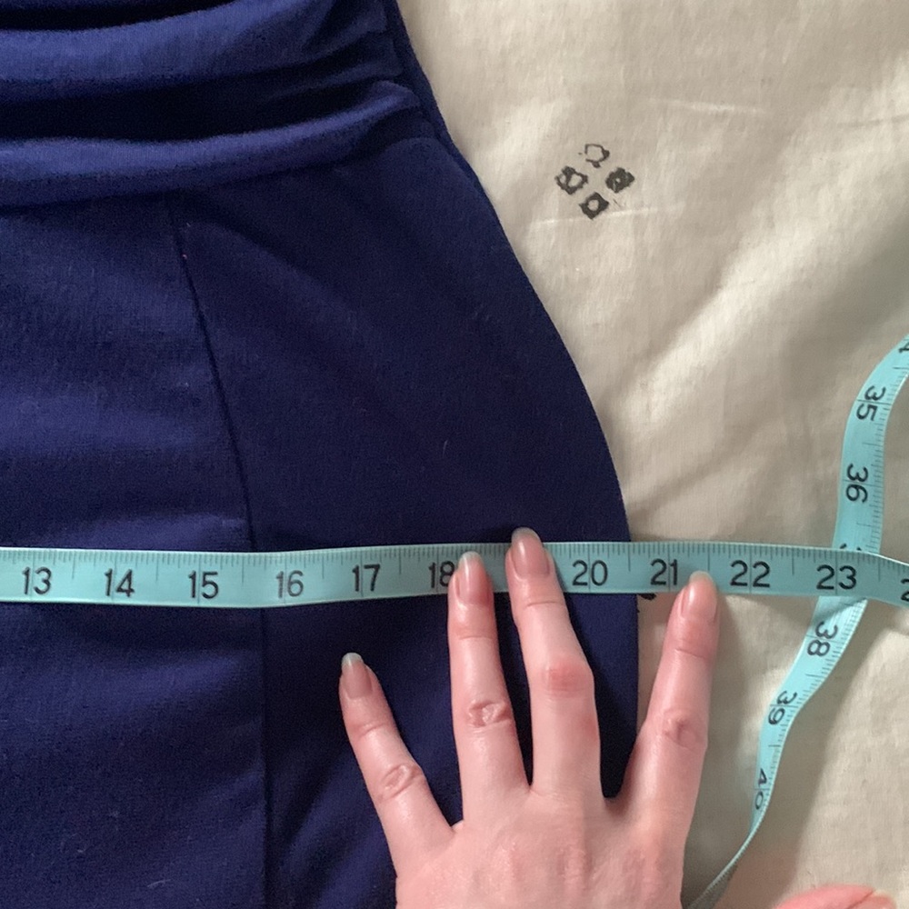 Indigo blue trumpet pencil wiggle dress keyhole L - Picture 9 of 11